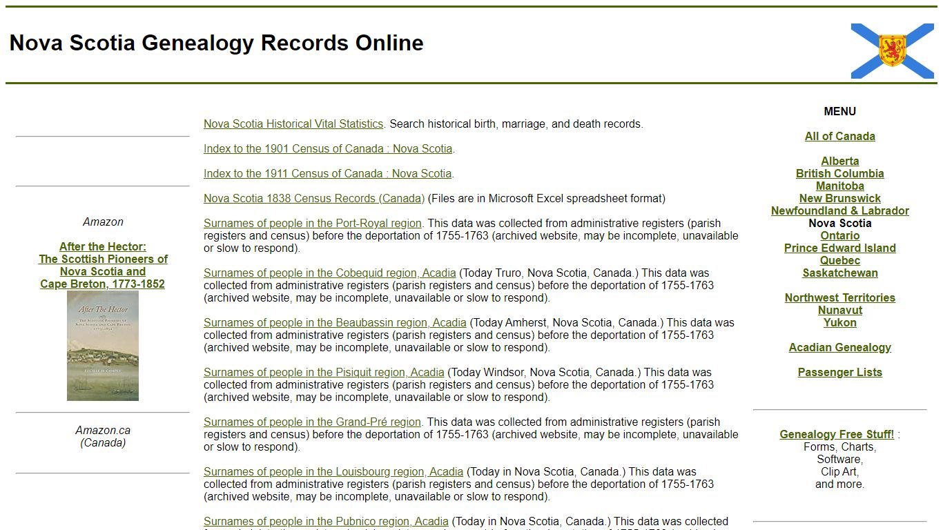 Nova Scotia Genealogy Records Online